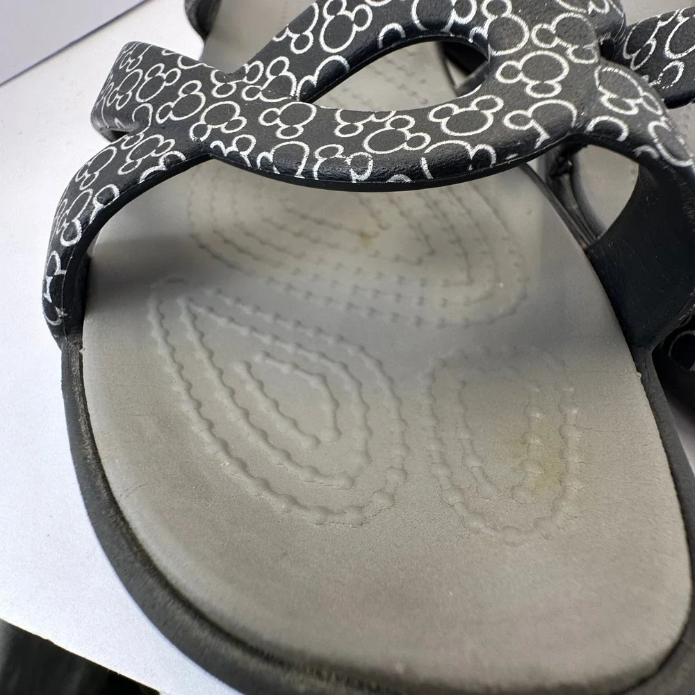 Crocs Meleen Twist Disney Mickey Mouse Black Grey Slide Sandals Womens 8